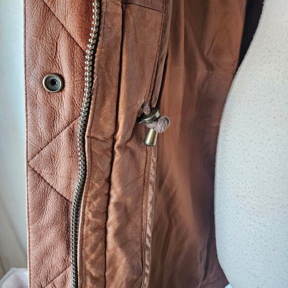 Vintage 80s Wilson’s Leather Adventure Bound Longline Brown Trench Jacket Small - Picture 11 of 14